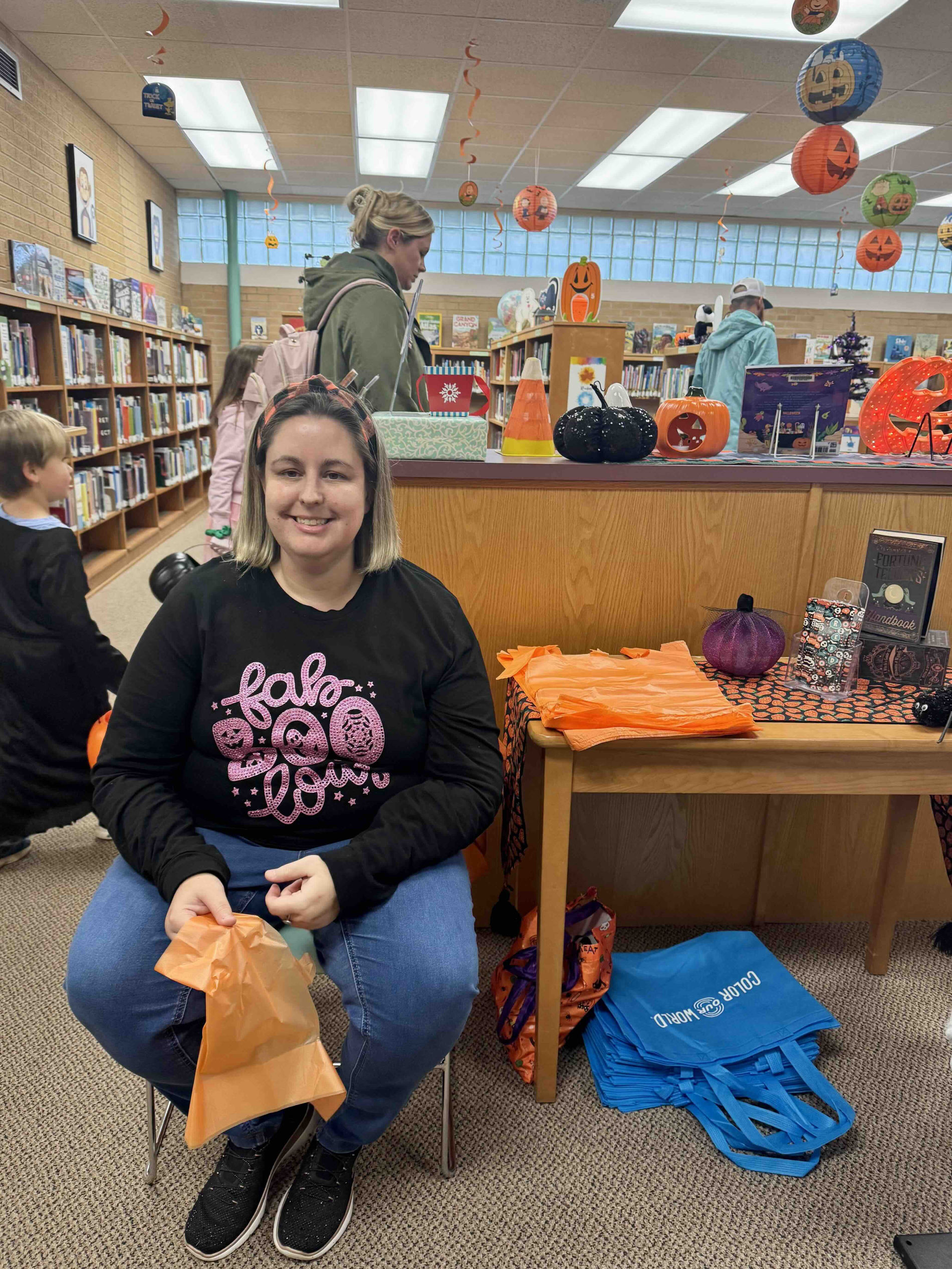 Children and families enjoying Halloween party activities