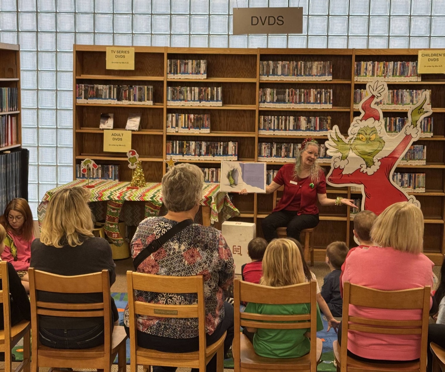 Kids enjoying a Grinchmas party at the library